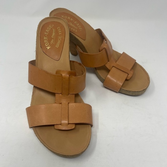 Kork-ease Leonor Leather Slip On Stacked Heel Sandal - Picture 1 of 8